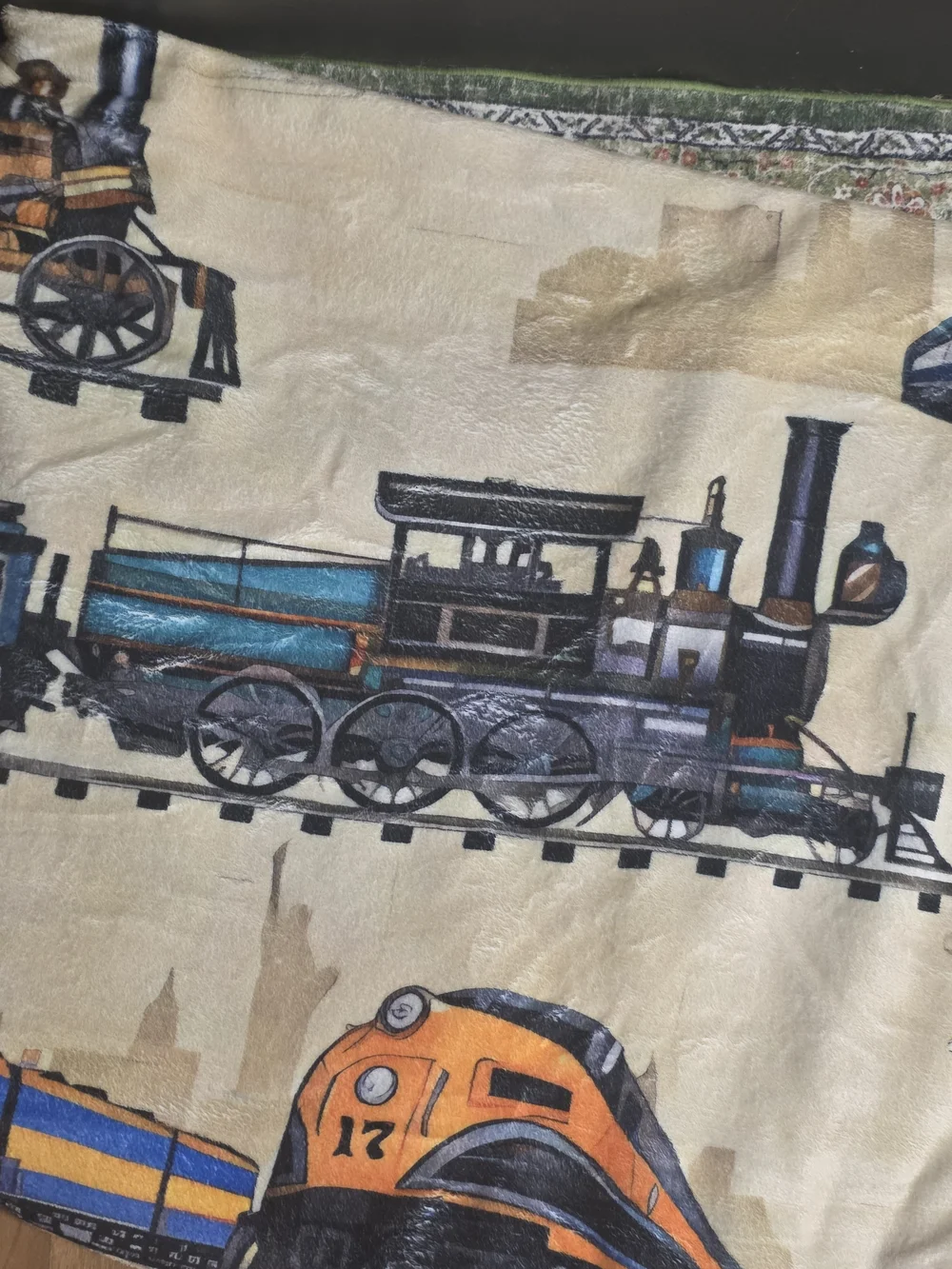 Kids Blue Train Print Quilted Comforter